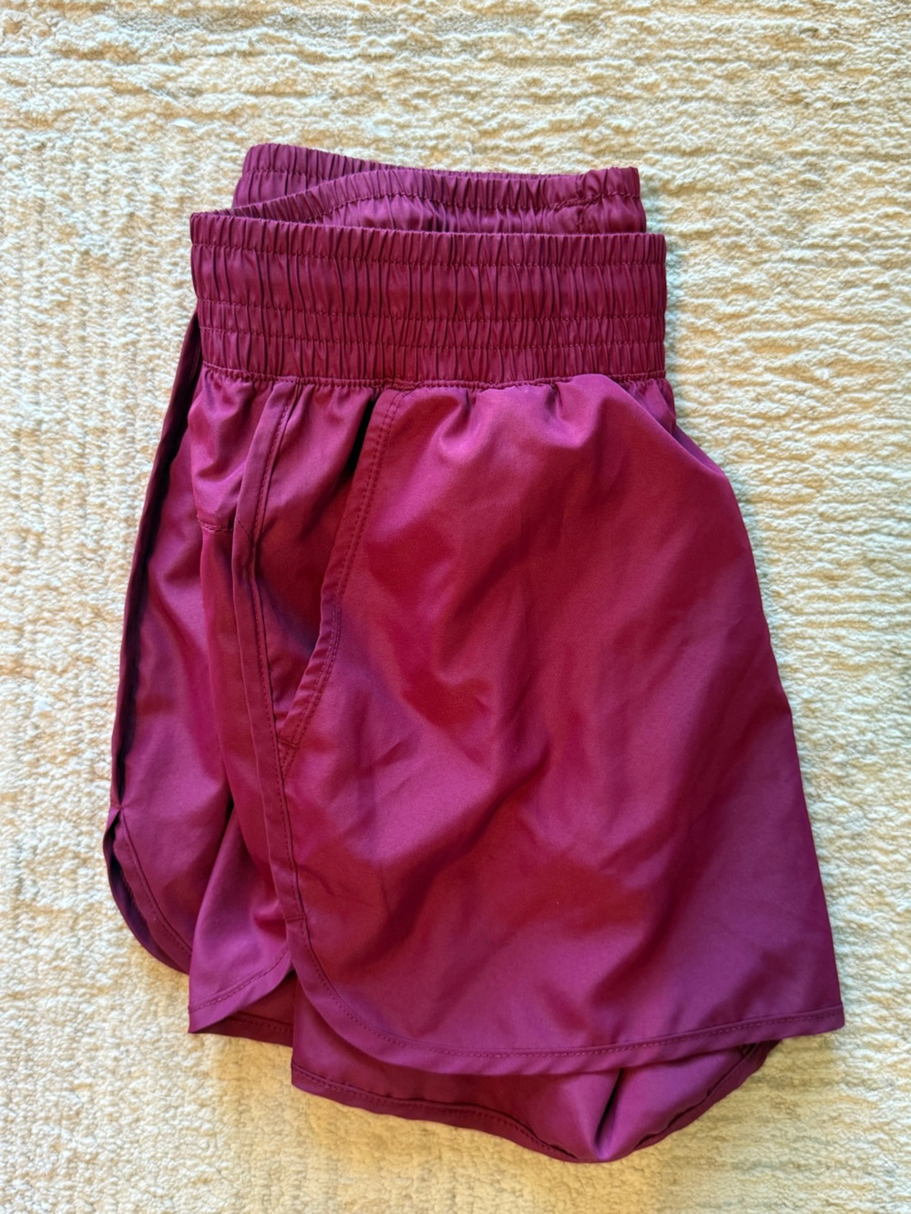 High-Waist Athletic Shorts in Deep Berry